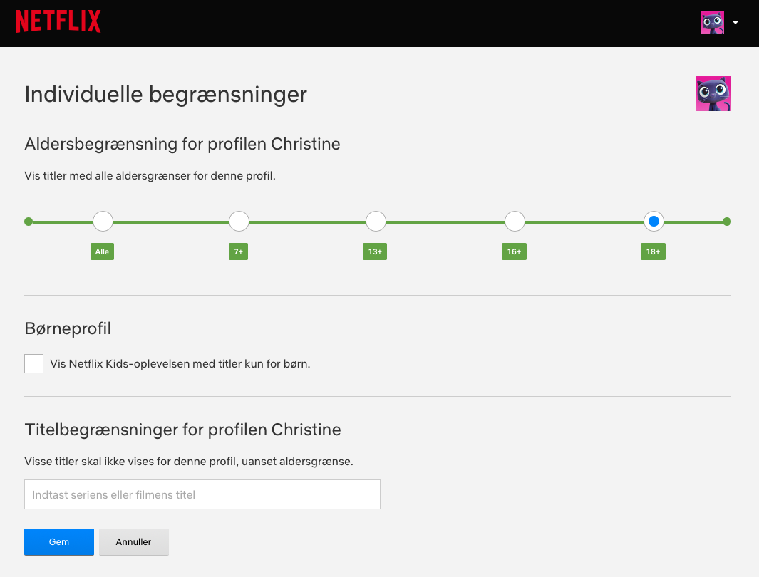skjul film og serier på Netflix